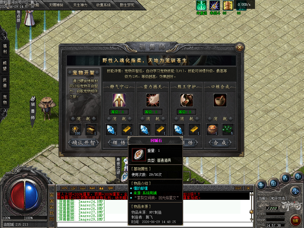 6月醉斩星河武侠专属单职业传奇版本库-五大陆-武祖点拨-符文大师-符文镶嵌